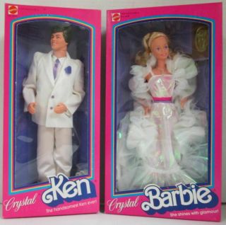 1982 Crystal Barbie And Ken Dolls Mattel No.  4598 And 4898