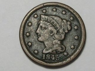 1845 Us Braided Hair Large Cent Coin.  20