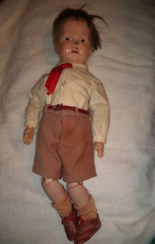 Schoenhut 14 " Jointed Wood Porcelain ? Posable Boy Doll 1913 Repair Restore