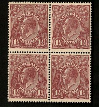 Australia 1918 Sc 24 Block Of 4 Stamps