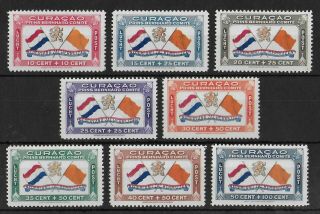 Curacao 1941 Nh Airmail Complete Set Of 8 Nvph Lp18 - Lp25 Cv €320 Vf