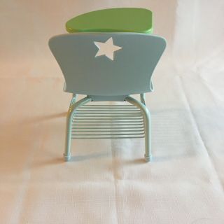 American Girl Green & Blue School Desk Chair Star Plastic Modern Swivel Table 3
