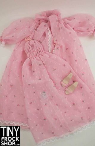 Pre - Loved Tonner 18” Kitty Collier Pink Floral Peignoir Robe And Nightgown Set