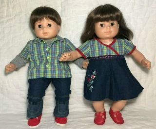 American Girl Pleasant Company Doll Bitty Baby Twins Boy & Girl With 2 Outfits