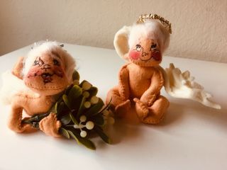 2 Adorable Annalee Christmas 1971 Mobility Dolls 6” Angels