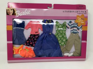 1999 6 Fashion Gift Pack For Barbie Doll,  Dresses,  Formal,  Casuals,  Wardrobe