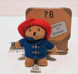 Harrods Miniature Paddington Bear Plush Doll Fits In Tin Suitcase That Says Pb