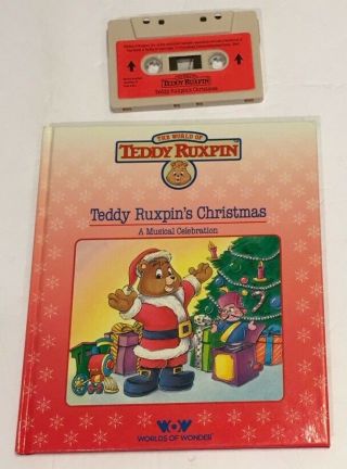 Teddy Ruxpins Christmas Book & Cassette Tape Set 1986 Worlds Of Wonder Musical