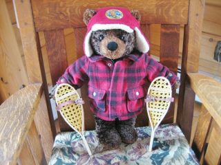 L.  L.  Bean Brown Plush 18 " Bear 90th Anniversary 2002 Dressed For Snowshoeing