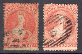 Zealand 1864 - 71 Ffq P12½ 1d Two Shades U,  Sg 110,  111 Cat £90