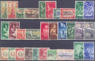 Zealand 1945 - 1958 Healths Complete (30 Stamps,  14 Sets) Unhinged