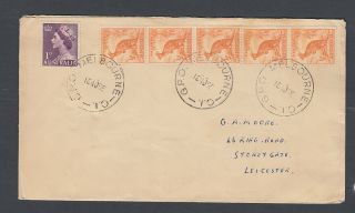 Australia ½d Kangaroo Coil Join Strip Of 5 On Cover To Uk.  Uncatalogued In Acsc.