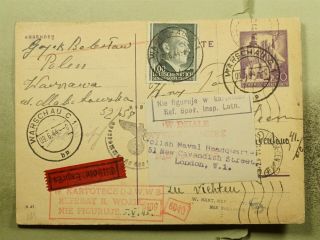 Dr Who 1944 Germany General Government Uprated Postal Card Wwi Censored E87417
