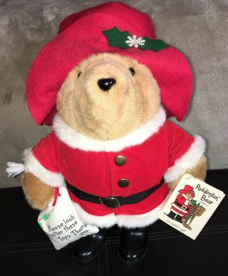 Rare NWT VTG Christmas Paddington Bear Santa Claus 1981 Eden Toys 16 Inch Plush 2