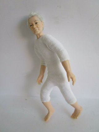 1:12 Scale Heidi Ott 5.  5 Inch Balding Old Man Doll With Grey Hair