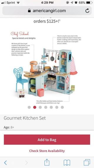 American Girl Gourmet Kitchen Set For 18 " Doll Beforever