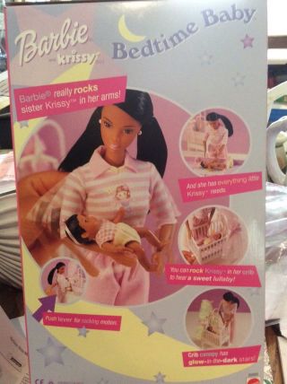 Barbie & Krissy - Bedtime Baby W/ Musical Crib Dark hair Dated 2000 2