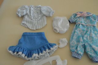 Tagged Ginny Doll Clothes: Skirt & Blouse,  Romper,  Panties,  Shoes & Socks,  Brush 2