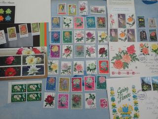 Vintage Postage Stamps Flowers Canada China Britain Romania Craft Display