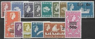 South Georgia 1971 Vintage Postage Stamps Sg18/31a Mounted