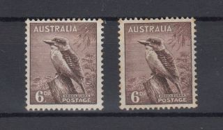 Australia Kgvi 1937 6d Kookaburra X 2 Sg172 Perf 13 1/2 X 14 Mnh J7259