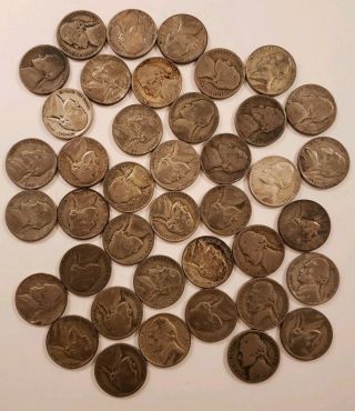 Roll Of 40 Jefferson War Nickels 35 Silver Coins $2 Face Value 40 Coins