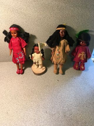 4 Native American Dolls