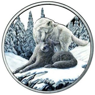 2019 Lisa Parker 750 Colorized 1 Oz Silver 999 Fine Wolves Snow Kisses Coin