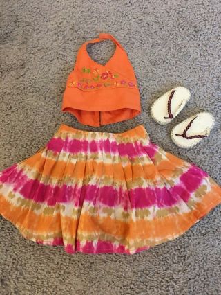 American Girl Doll Goty 2006 Jess Meet Outfit Halter Top Skirt Shoes