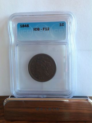 1845 Braided Hair Large Cent Icg F 12
