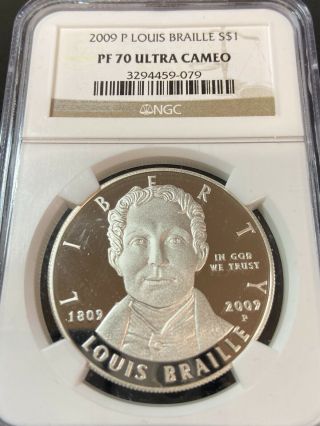 2009 - P $1 Louis Braille Ngc Pf70 Ultra Cameo