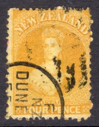 Zealand 1864 - 71 Ffq P12½ 4d Yellow U,  Sg 120 Cat £120