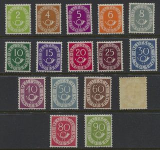 Germany 1951 - 1952 Post Horn Set Sc 670 - 685 Mnh (70pf Creased) Cv $1340