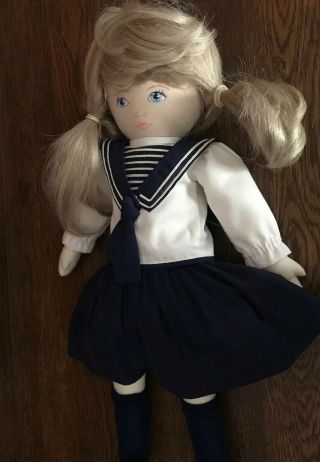 Dolls By Pauline,  Blonde Cloth Doll Wearing Sailor Outfit.  Made In Philippines