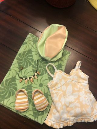 Retired American Girl Molly 1944 Swimsuit Set Beach Outfit