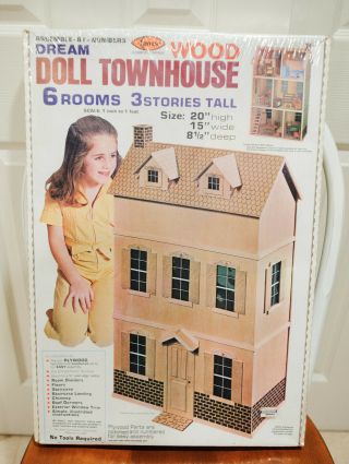 Vintage 1970s Arrow 696 Wood Dream Doll House Kit,  Brand,