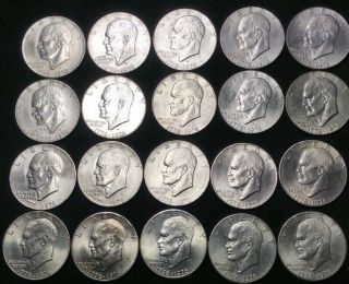 $20.  00 Roll Of 1976 D,  P Ike $1.  00 Silver Dollars 10,  10 Most Au To Unc Roll
