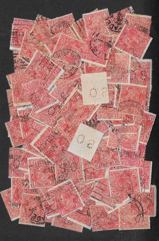 Australia 1 1/2d Red Kgv Official Os Perfins X 200