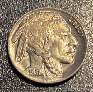 Brilliant Uncirculated 1938 D/d Buffalo Nickel,  D Over D Variety