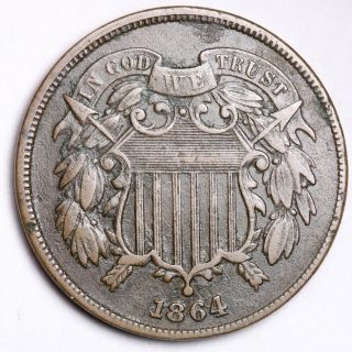 1864 Two Cent Piece Choice Xf,  E186 Xnt