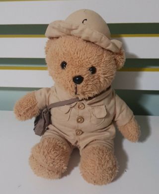 Fullerton Hotel Postmaster Teddy Bear Singapore Toy Bear 24cm Biege Outfit