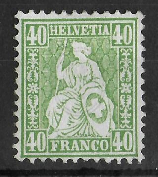 Switzerland 1862 - 1881 Hinged 40 C Green Michel 26 Cv €1400 Signed