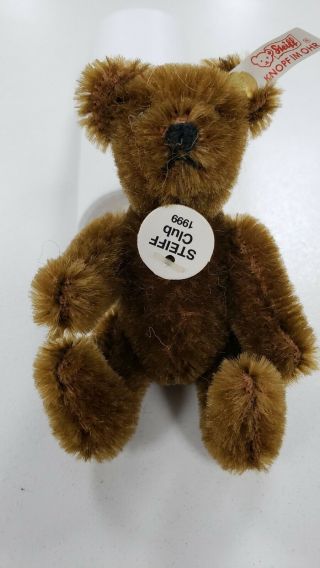 1999 Steiff Club Miniature Teddy Bear Brown Tags Id Button German