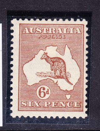 Australia 1928 Sg107 6d Chestnut Die Iib - Watermark 7 - P12 Mounted Cat£38
