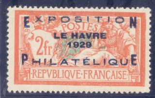 18 - 4.  France,  1929 Le Havre Phil.  Exhib.  Sc.  246,  Mlh,  Signed,  Merson