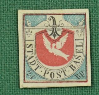 Switzerland Basel Canton Stamp 1845 Town Post 2 1/2r Sg B1 H/m No Gum (f91)