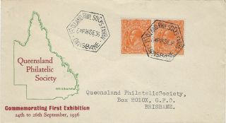 Australia :1936 Queensland Philatelic Society First Exhibition Souvenir Cover