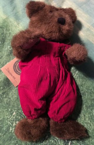 Christopher J.  B.  Bean & Associates Stuffed Bear Red Corduroy Jumper Retired