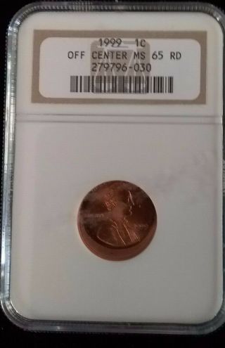 1999 Off Center Strike - Lincoln Cent - Ngc Ms65 Rd Error Penny