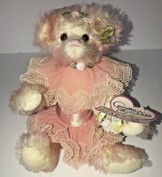 Annette Funicello Bear Jointed Pink Orange Mohair Dress Flowers Mary Kate